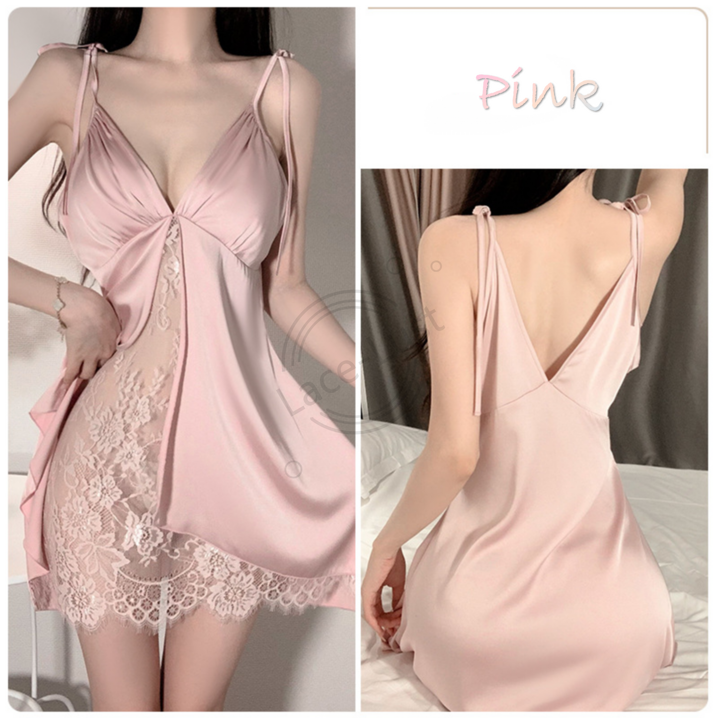 Lace & Lust™ Satin Silk Sexy Nightdress